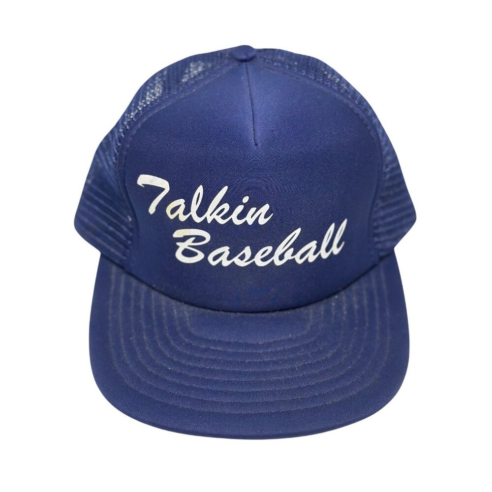 VTG Speedway “Talkin’ Baseball” Snapback Hat – 80s/90s Blue Trucker Cap One Size